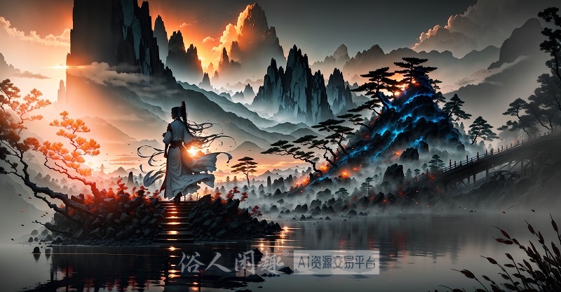 Ai绘画-仙山水墨风景