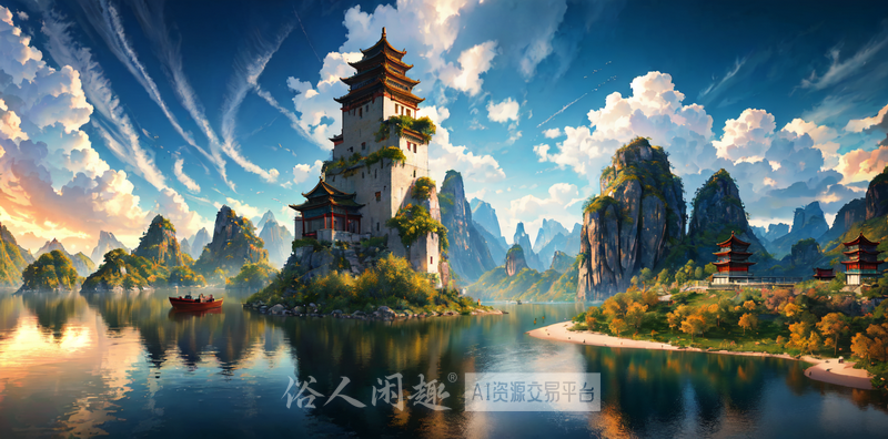 免费-国风山水阁楼(2023)第九期
