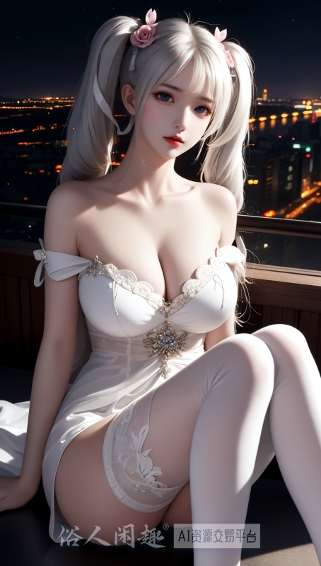 AI绘画，白毛双马尾少女！4K竖屏