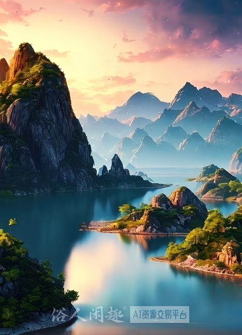 古风插画15山川美景大自然的风景[4K]
