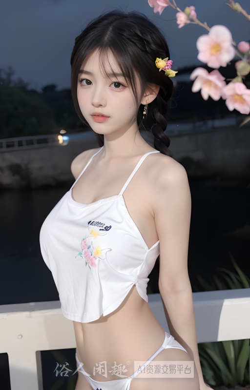 【AI美女2号】月夜-乳白色肚兜