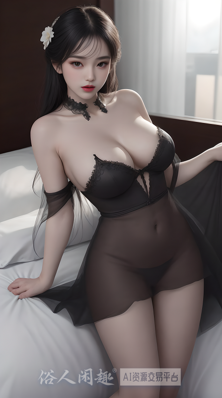 85期黑色性感薄纱透美女